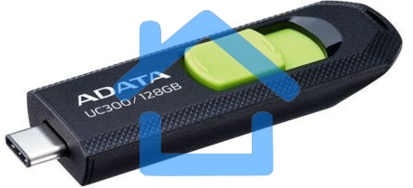 Флешка USB ADATA UC300 (ACHO-UC300-128G-RBK/GN), 128Gb, Type-C USB 3.2, R/W 100/30, черный / зеленый