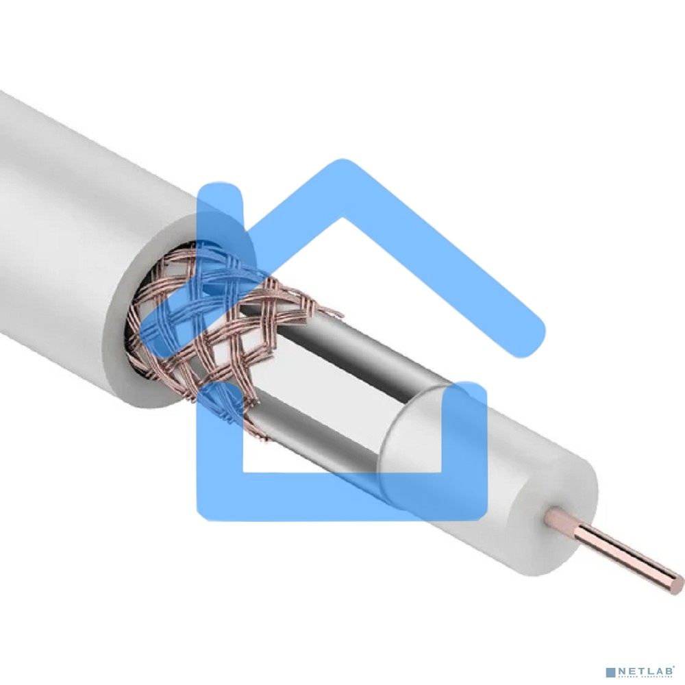 Кабель коаксиальный Rexant RG-59U+Cu, 75 Ом, Cu/Al/Cu, 64%, бухта 305 м, белый