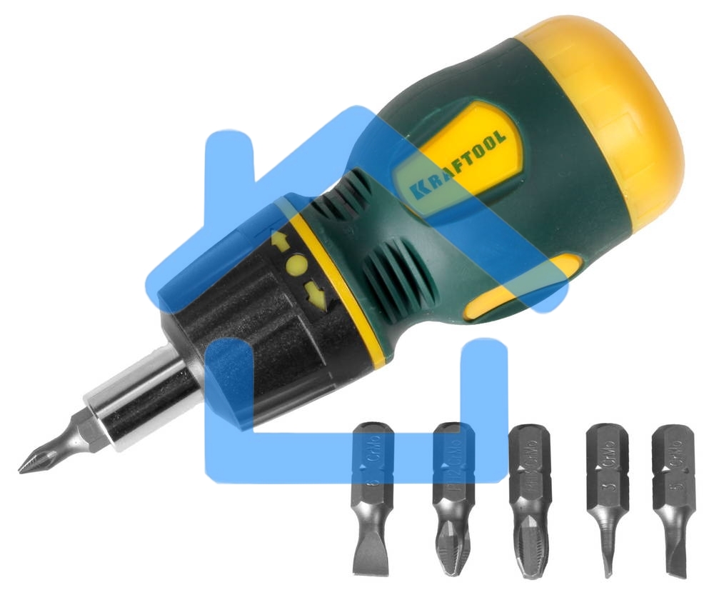 Набор KRAFTOOL 26190-H7 отвертка реверсивная с битами SL3/5/6мм PH1/2/3 7шт