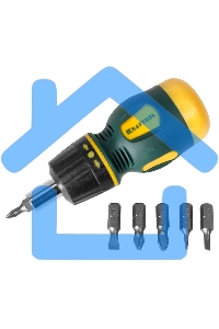 Набор KRAFTOOL 26190-H7 отвертка реверсивная с битами SL3/5/6мм PH1/2/3 7шт