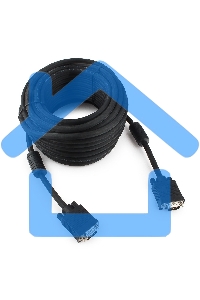 Кабель VGA Premium Cablexpert CC-PPVGA-15M-B, 15M/15M, 15м, черный, тройной экран, феррит.кольца, пакет