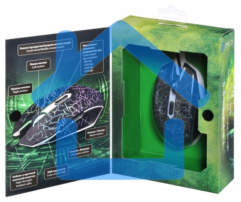 Мышь проводная Oklick 905G INVASION черный, 3200 dpi, USB, кнопки - 6