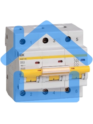 Авт. выкл. Iek MVA40-3-063-D ВА47-100 3Р 63А 10кА х-ка D ИЭК