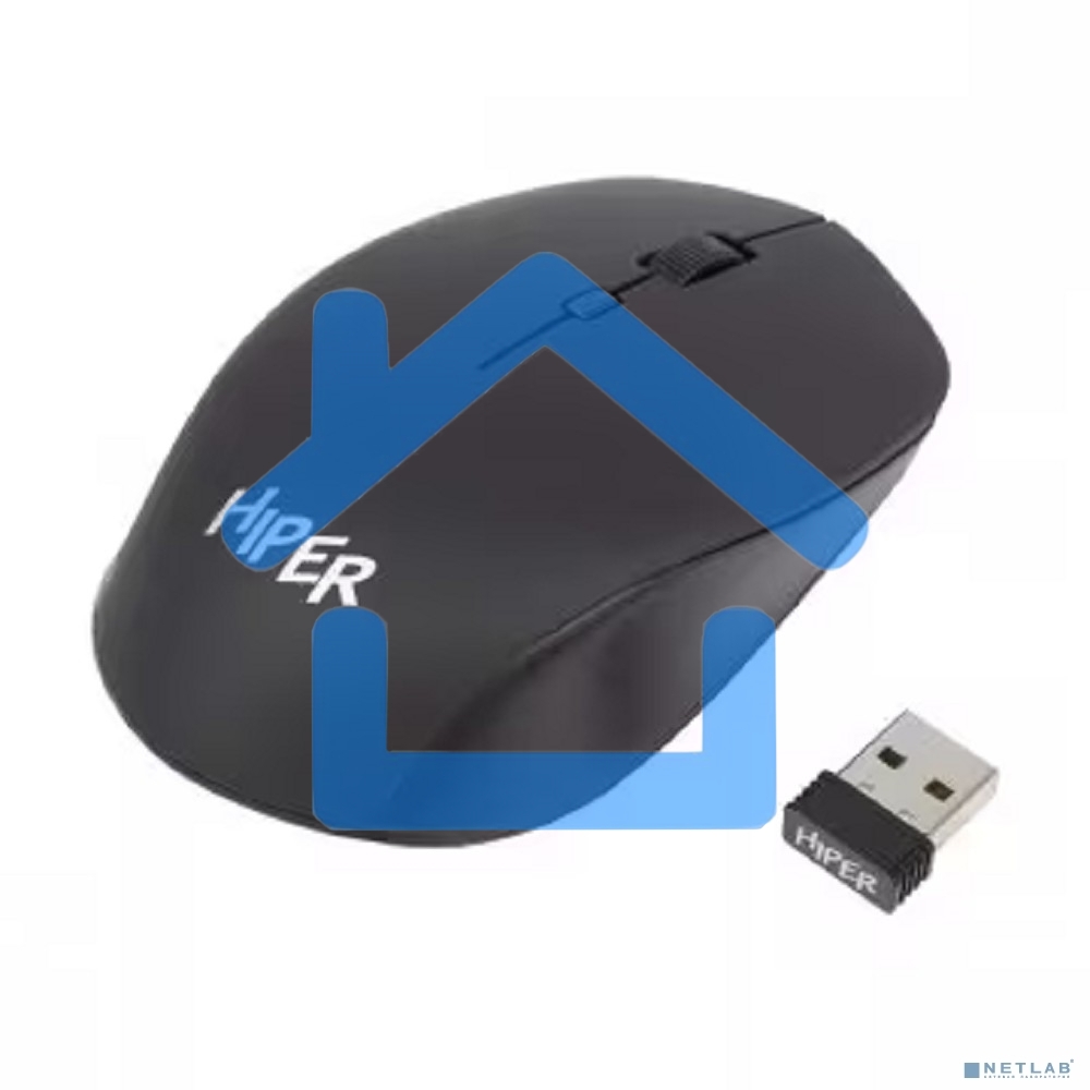 Мышь беспроводная HIPER HOMW-091 черный, 1600 dpi, радиоканал, USB, кнопки - 4
