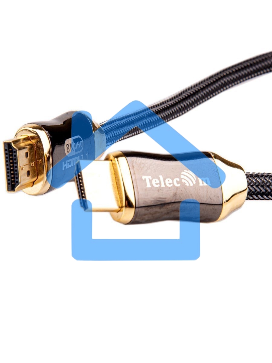 Кабель HDMI 19M/M,ver. 2.1, 8K@60 Hz 2m метал разъемы, нейлоновая оплетка Telecom <TCG300-2M>
