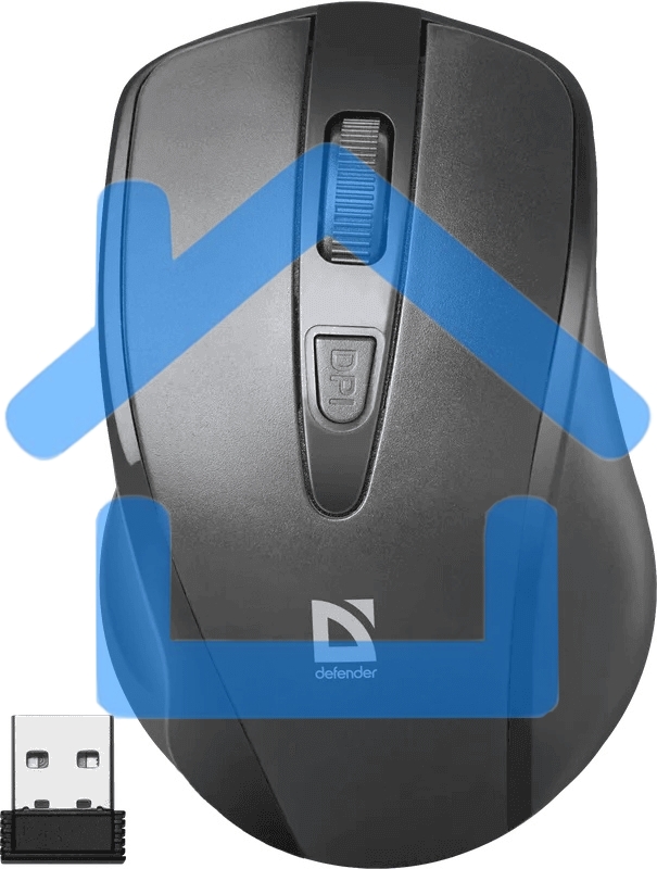 Мышь беспроводная Defender Datum MM-265 черный, 1600 dpi, радиоканал, USB, кнопки - 4