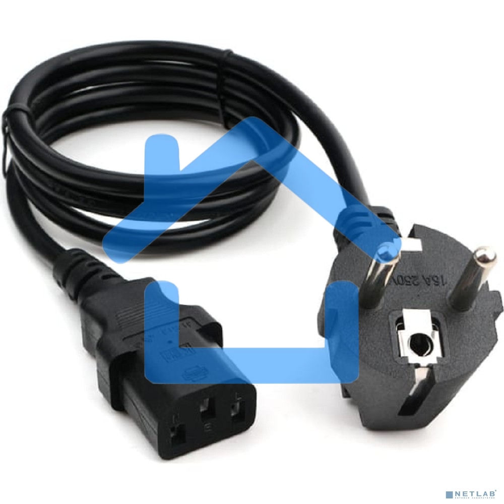 Кабель питания Cablexpert PC-186-1M, 1м, Schuko- C13, 6А, черный, с заземлением