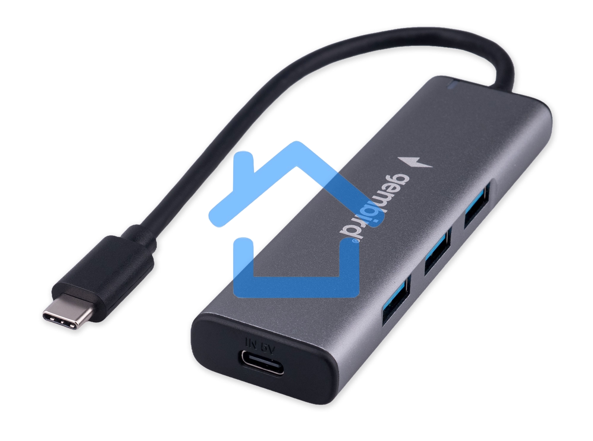 Разветвитель USB3.1 Gembird UHB-U3P7-02, 7хUSB, с доп.питанием (порт Type-C), OTG, кабель Type-C 19см, алюминий, коробка