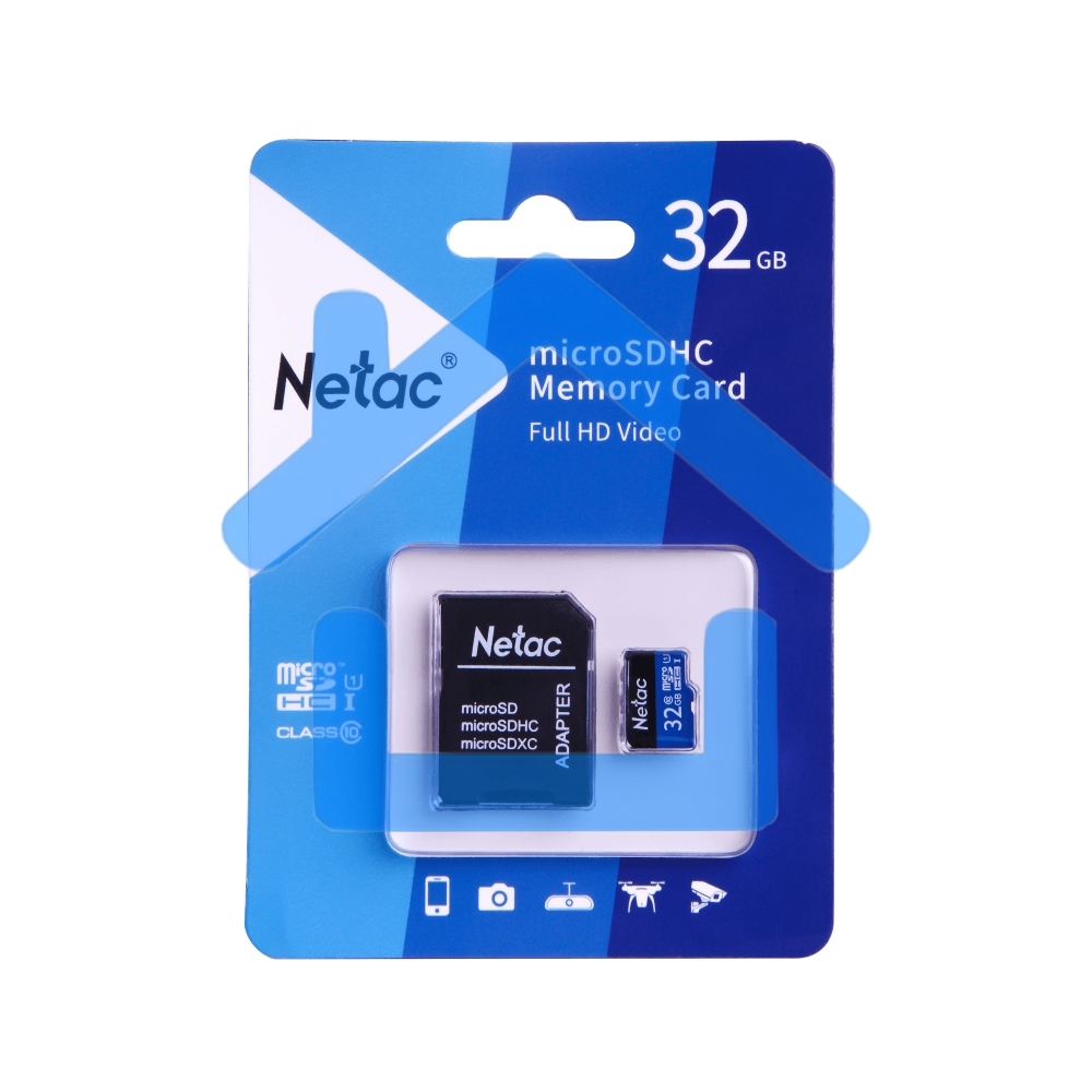 Флеш карта microSDHC 32Gb Netac P500 <NT02P500STN-032G-R> (с SD адаптером) 80MB/s