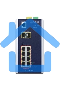 Индустриальный PoE коммутатор IGS-10020HPT для монтажа в DIN-рейку IP30 L2+ SNMP Manageable 8-Port Gigabit POE+(AT) Switch + 2-Port Gigabit SFP Industrial Switch (-40 to 75 C), ERPS Ring Supported, 1588