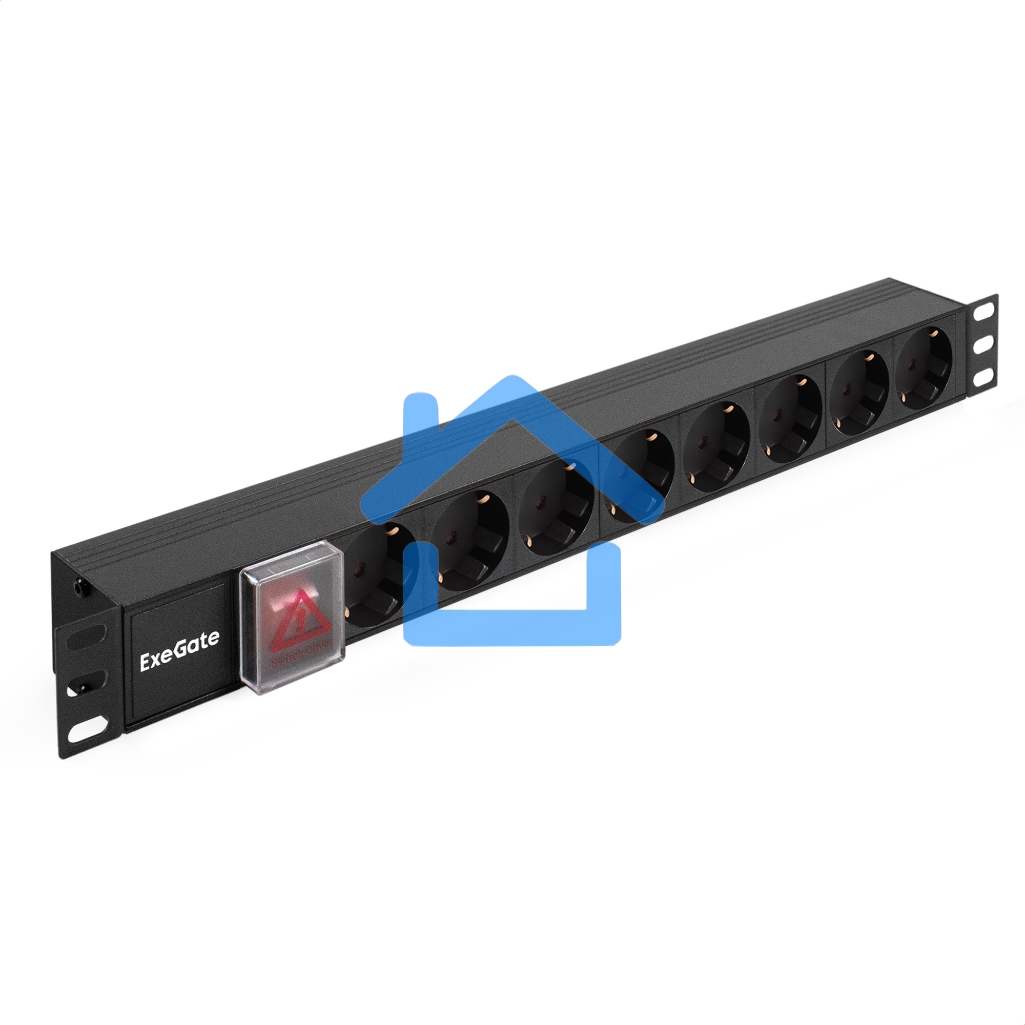 Блок розеток горизонтальный ExeGate ServerPro PDU-19H801 Al-8S-C14-SW, 19