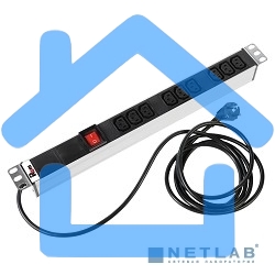 Аксессуар ЦМО Блок розеток Rem-16 с выкл., 9 IEC 60320 C13, 16A, алюм., 19