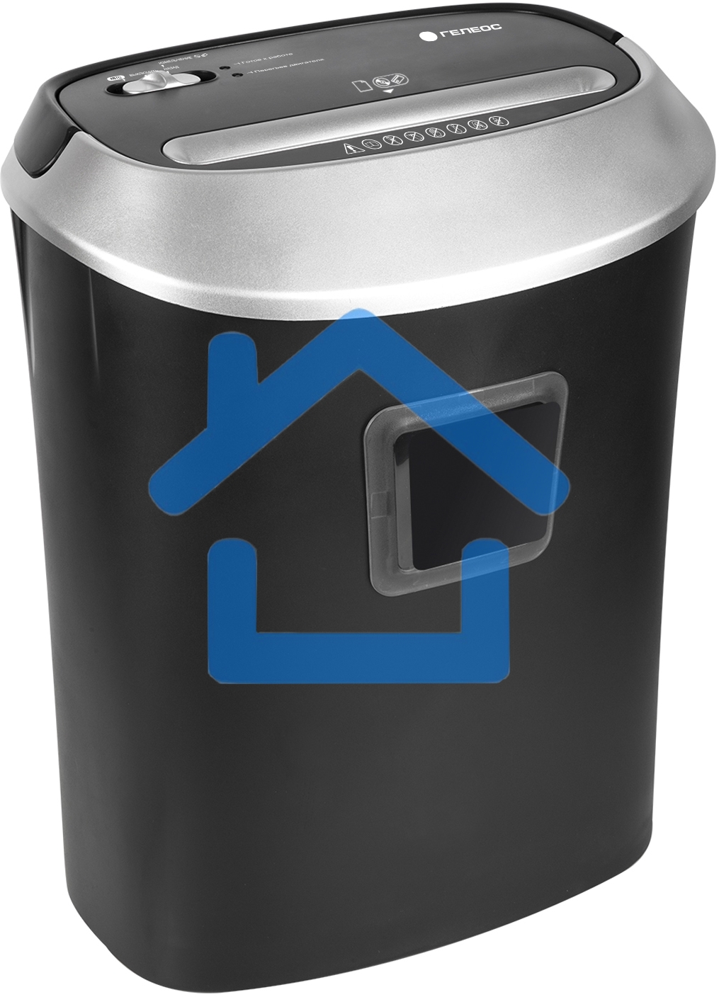 Уничтожитель документов ГЕЛЕОС УМ30-4, DIN P-4 (4 ур-нь секр.), фрагмент 3,8х35мм, 15-17 (70г/м2), CD/пл.карты/скрепки/скобы, 30 литров