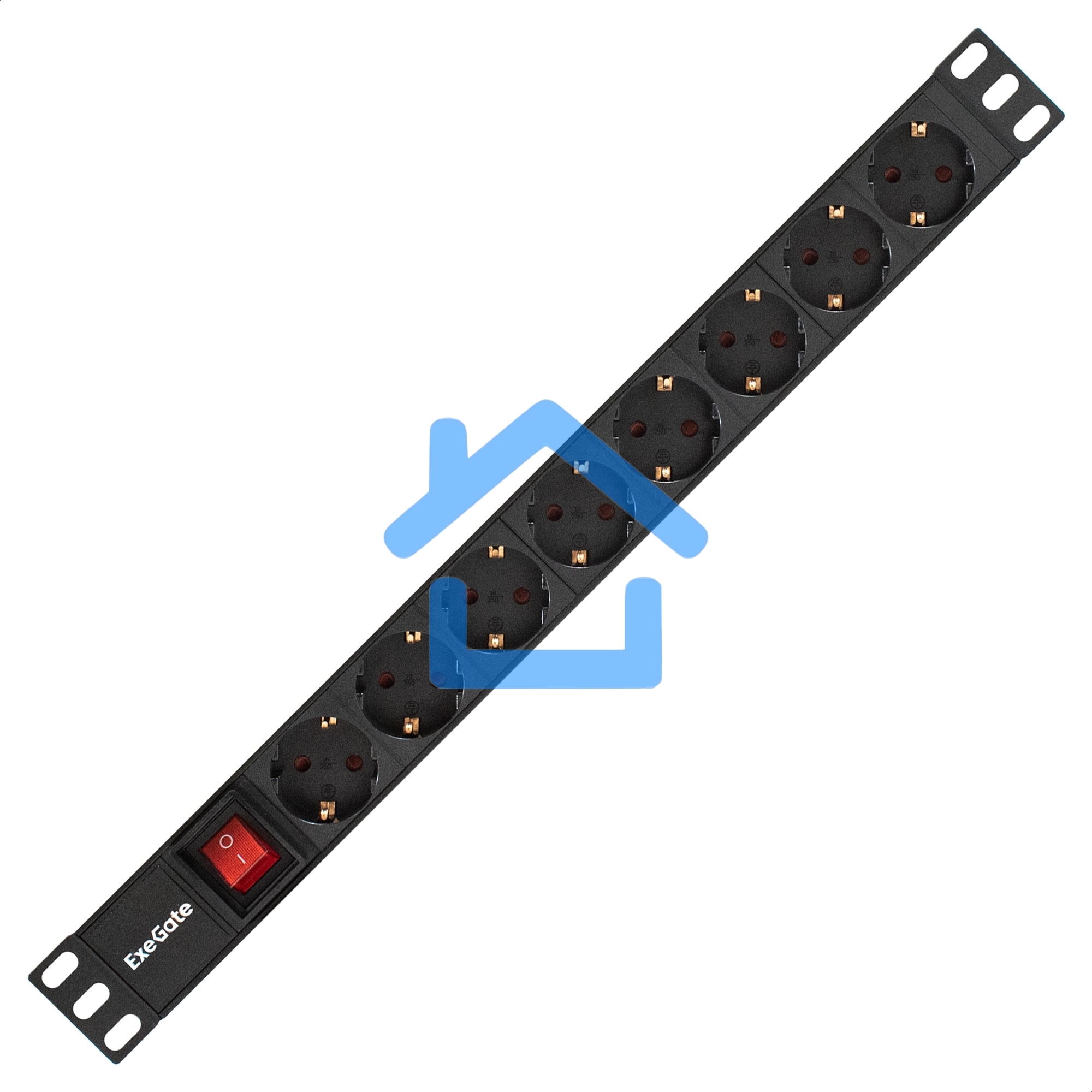 Блок розеток горизонтальный ExeGate ServerPro PDU-19H801 Al-8S-C14-SW, 19