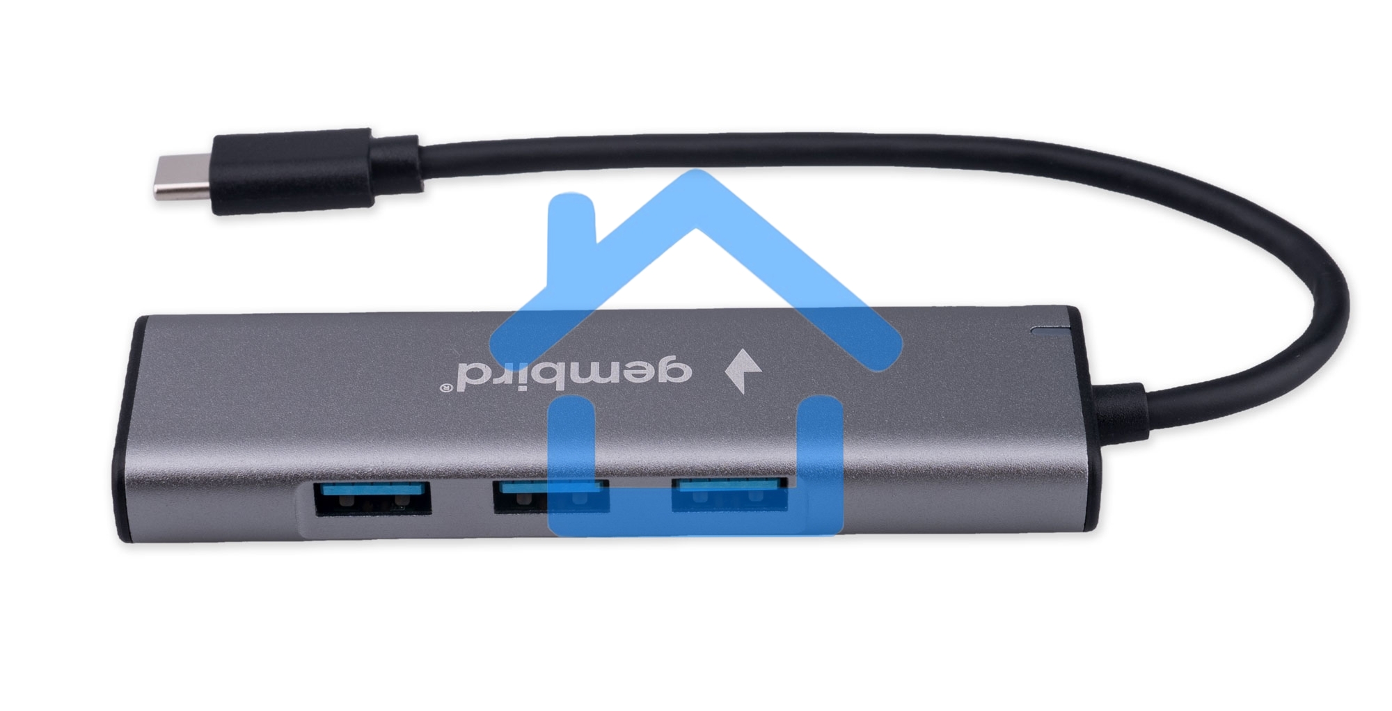 Разветвитель USB3.1 Gembird UHB-U3P7-02, 7хUSB, с доп.питанием (порт Type-C), OTG, кабель Type-C 19см, алюминий, коробка