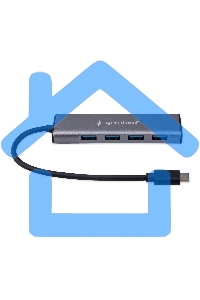 Разветвитель USB3.1 Gembird UHB-U3P7-02, 7хUSB, с доп.питанием (порт Type-C), OTG, кабель Type-C 19см, алюминий, коробка