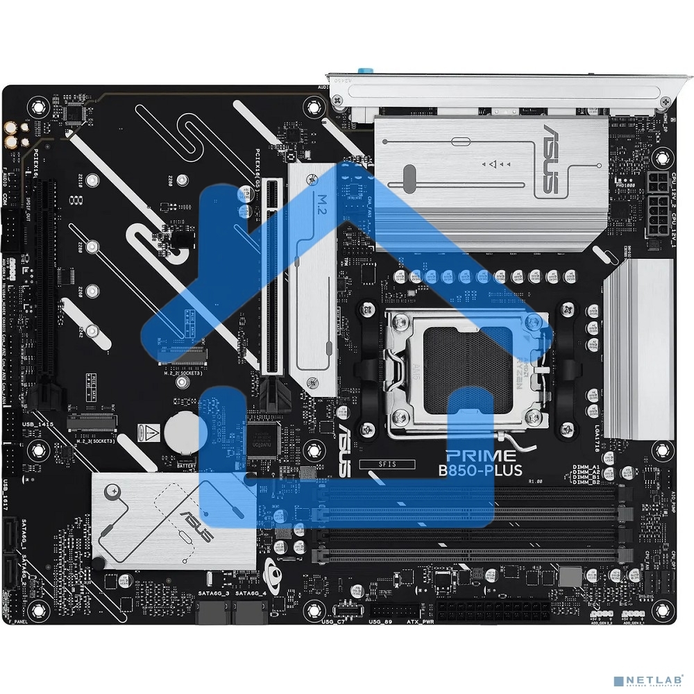 Материнская плата ASUS PRIME B850-PLUS, AM5, AMD B850, 4xDDR5, 4xSATA, 3xM.2, 1xPCIe 5.0 x16, 1xPCIe 4.0 x16, 1xDP, 1xHDMI, 1x2.5Gb LAN, 4xUSB-A 10Gbps, 1xUSB-C 10Gbps, 2xUSB-A 5Gbps, 2xUSB-A 2.0, 3x3.5 мм, 7.1, ATX