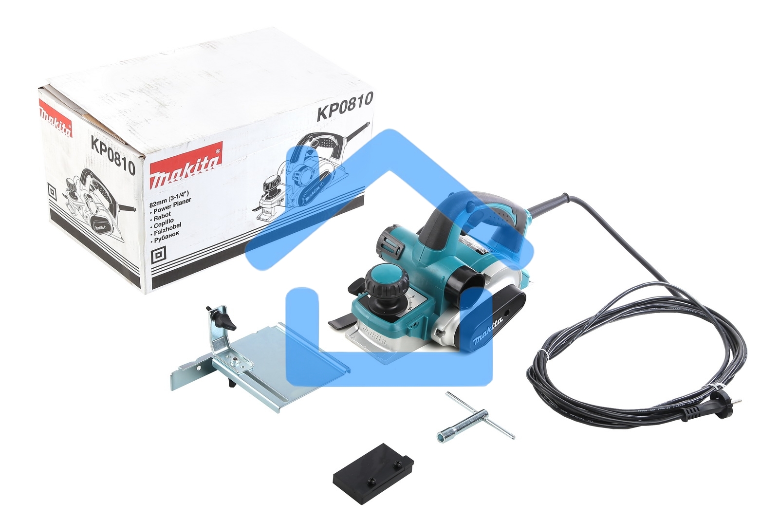 Рубанок Makita KP0810 Рубанок,850Вт,16000об\м,ширина-82мм,глуб-4мм,3.2кг,кор,парал упор