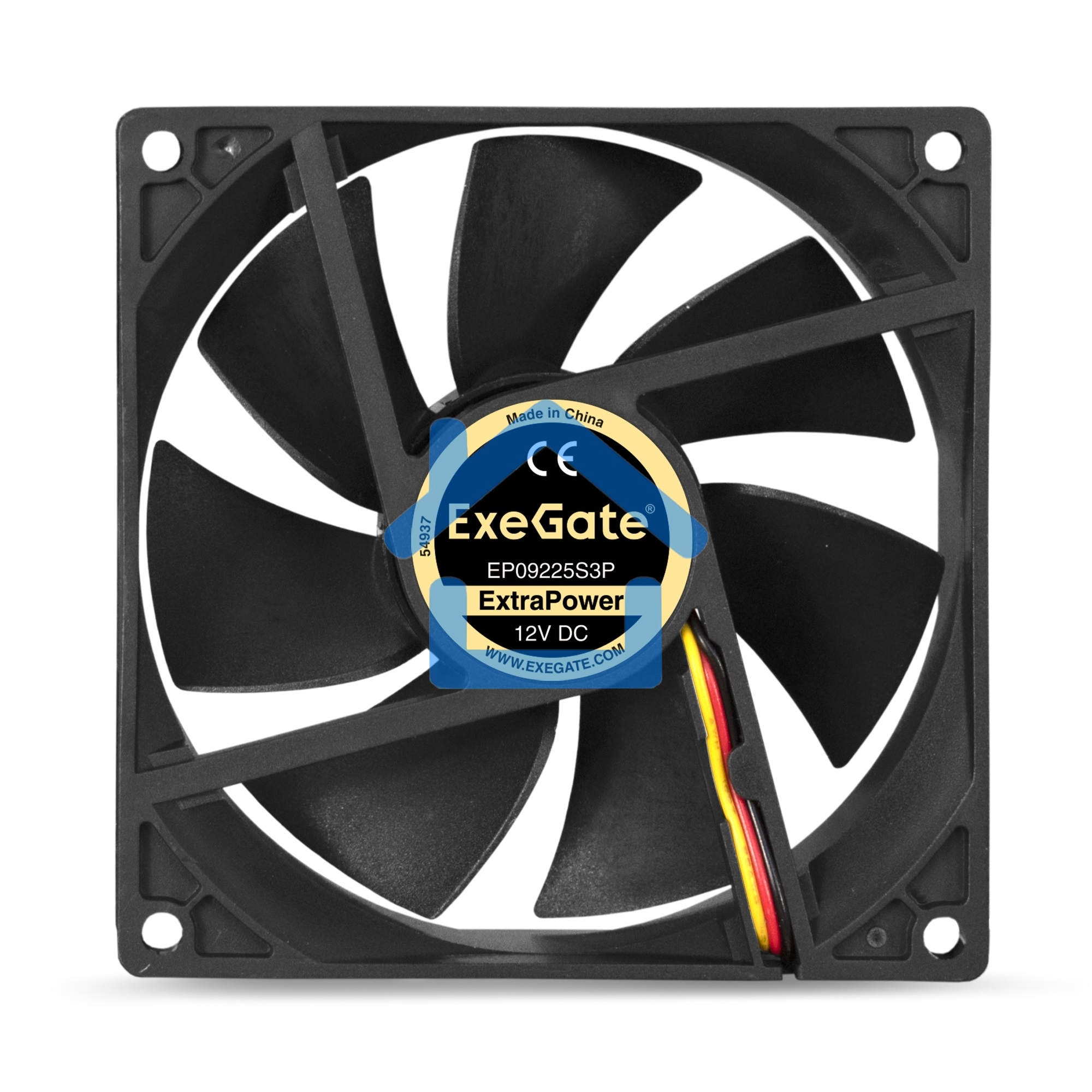 Вентилятор для корпуса ExeGate ExtraPower EP09225S3P черный, 92 мм, 2600 об/мин, 32 дБ, 3 pin