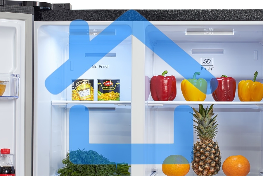 Холодильник Hyundai CS5003F черная сталь двухкамерный Side by Side 331/165л морозилка сбоку