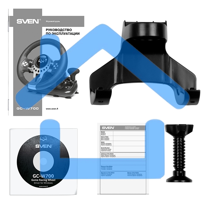 Руль SVEN GC-W700 (педали, вибро, скоба, лепестки, АКПП, D-pad, 12 кл, резин. вставки, PC/Xinput)