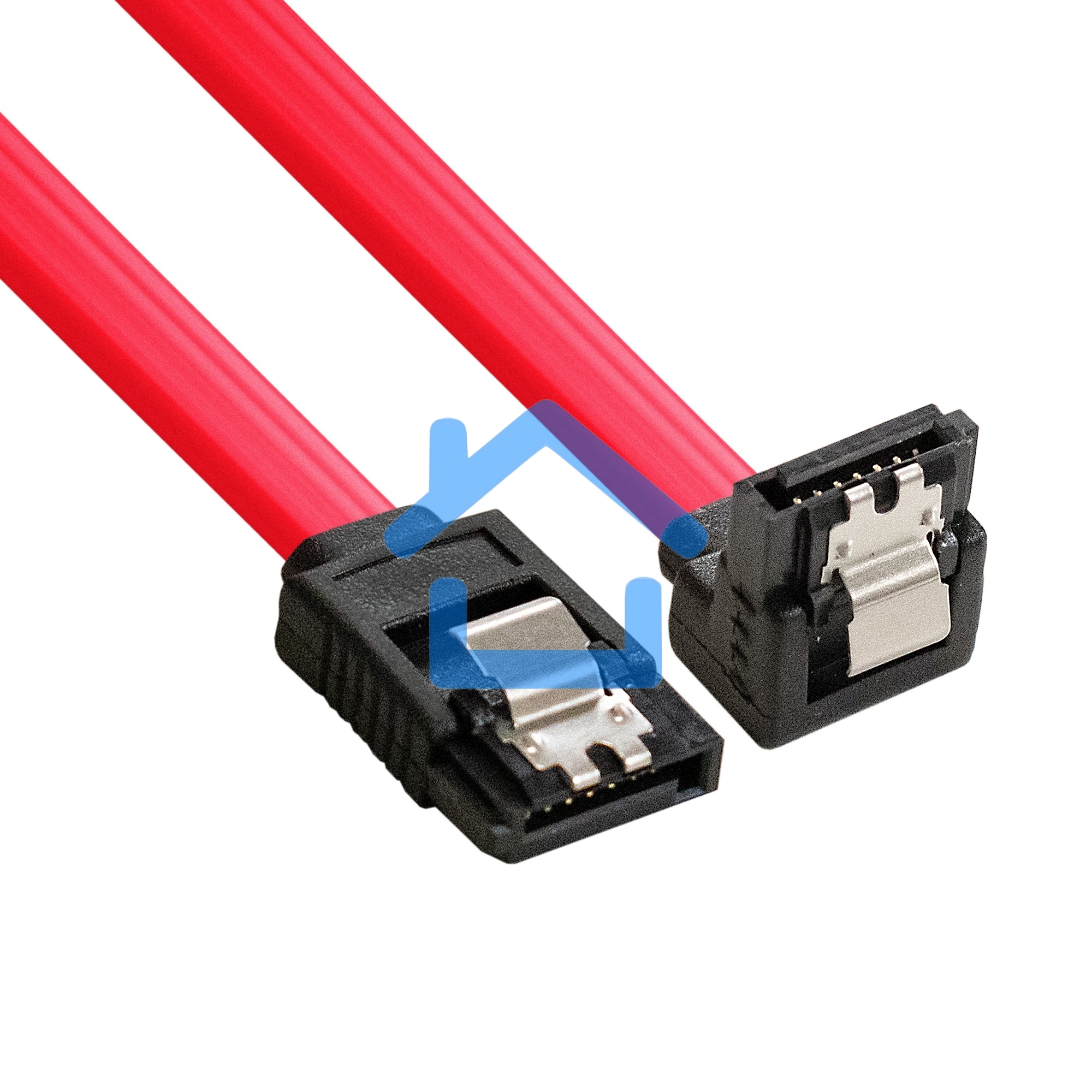 Кабель SATA ExeGate EX-CC-SATADATA90-0.5L (7pin/7pin, угловой разъем, металлические защелки, 0,5м)