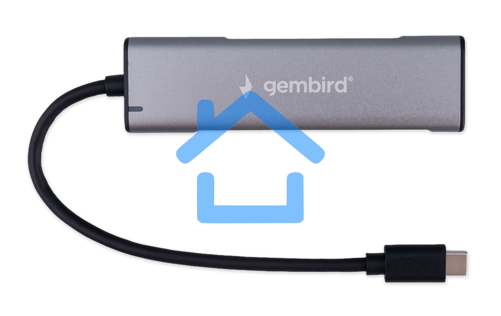 Разветвитель USB3.1 Gembird UHB-U3P7-02, 7хUSB, с доп.питанием (порт Type-C), OTG, кабель Type-C 19см, алюминий, коробка