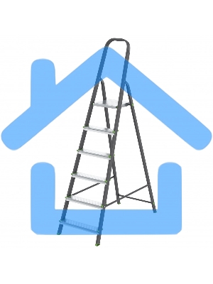 Стремянка, 6 ступеней, стальной профиль, алюминиевые ступени, Россия Сибртех 97956