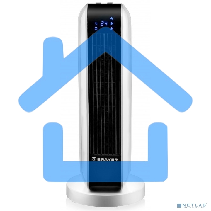 Тепловентилятор 4802BR BRAYER, 2000 Вт, 2 уров.мощ, вращ.корп 35°, LED-диспл, пульт ДУ, таймер