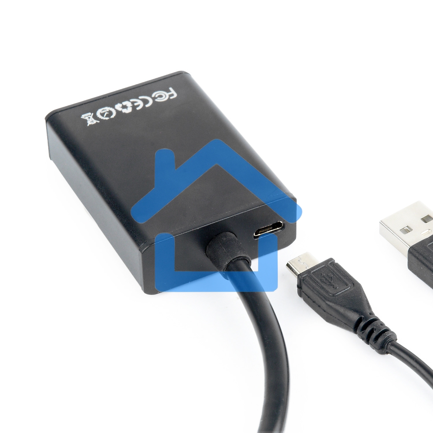Переходник VGA (M)-HDMI (F) Cablexpert A-VGA-HDMI-01, 19M/15F, длина 15см, аудиовыход Jack 3,5 (M), питание от USB