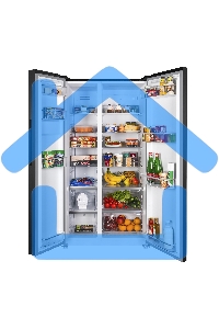 Холодильник Maunfeld MFF177NFSB черный глянц. двухкамерный 263/170л морозилка сбоку, No Frost, Side by Side