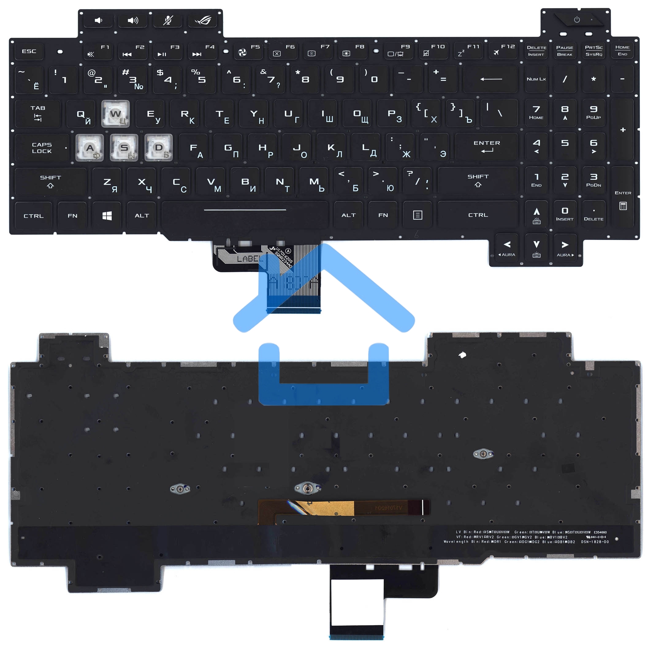 Клавиатура для ноутбука Asus ROG GL704 черная с подсветкой