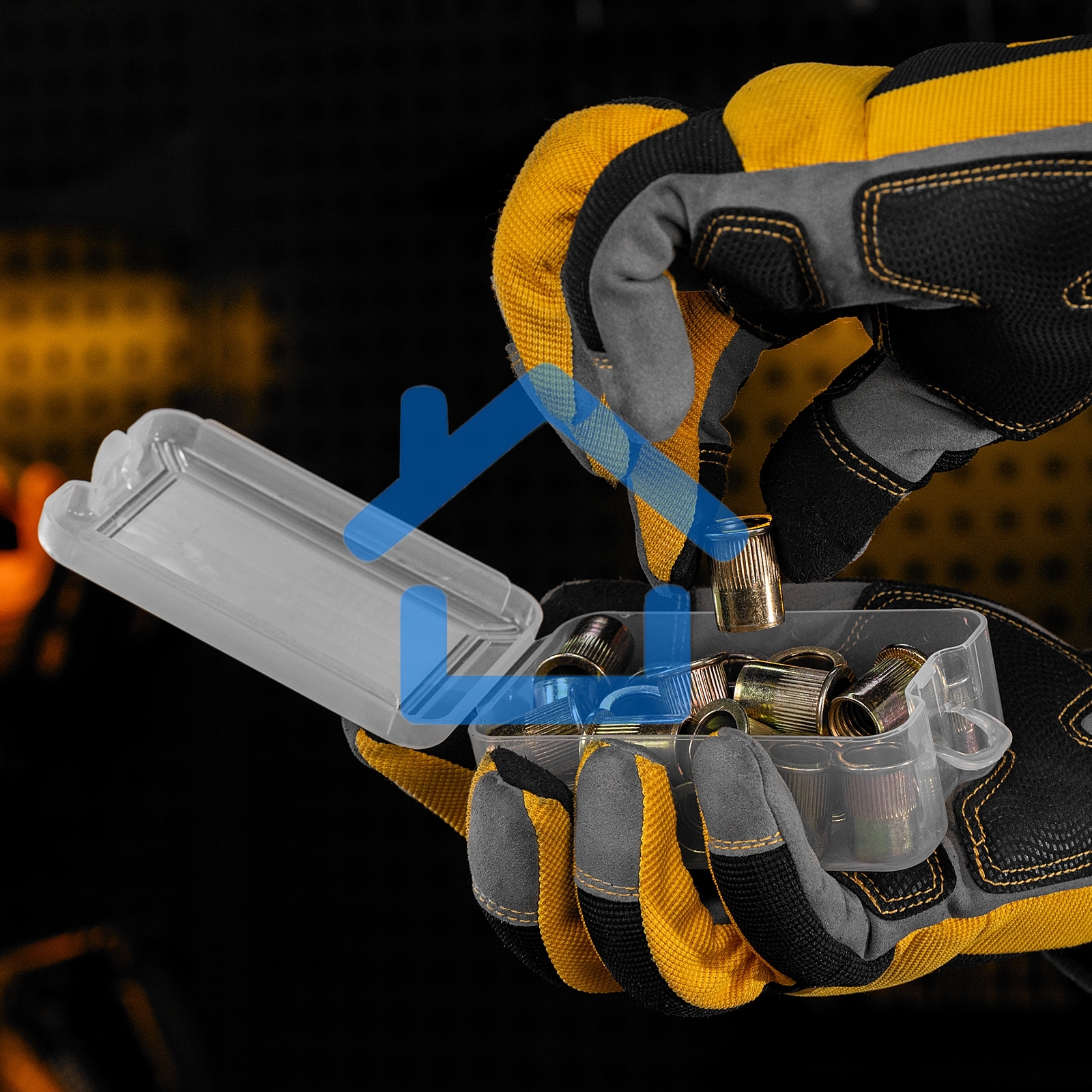 Заклепки резьбовые Denzel стальные, оцинкованные, М12, пластиковый кейс, 25 шт.