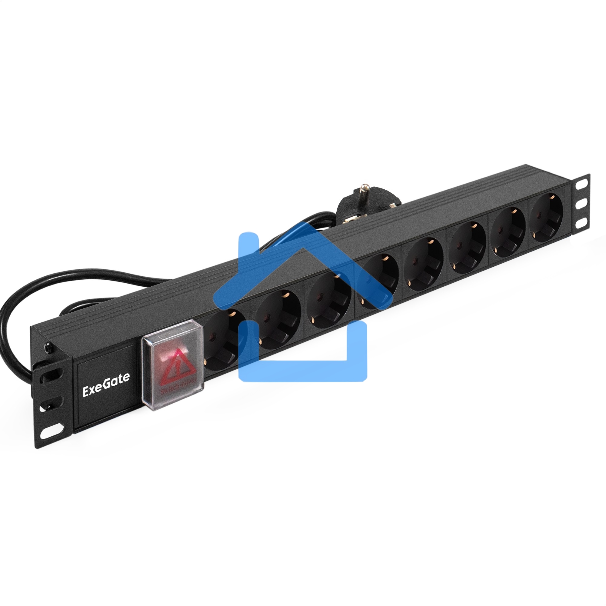 Блок розеток горизонтальный ExeGate ServerPro PDU-19H804 Al-8S-EU2.5-SW, 19