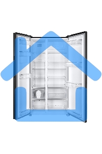 Холодильник Maunfeld MFF177NFSB черный глянц. двухкамерный 263/170л морозилка сбоку, No Frost, Side by Side