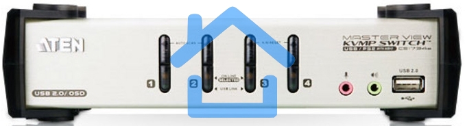 Переключатель консоли электронный, 4 порта PS/1 4 Port USB2.0 KVMP Switch with OSD