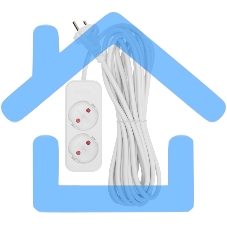 Удлинитель STANDARD 2 гнезда, 5м, 2х1,0мм², б/з, белый Rexant