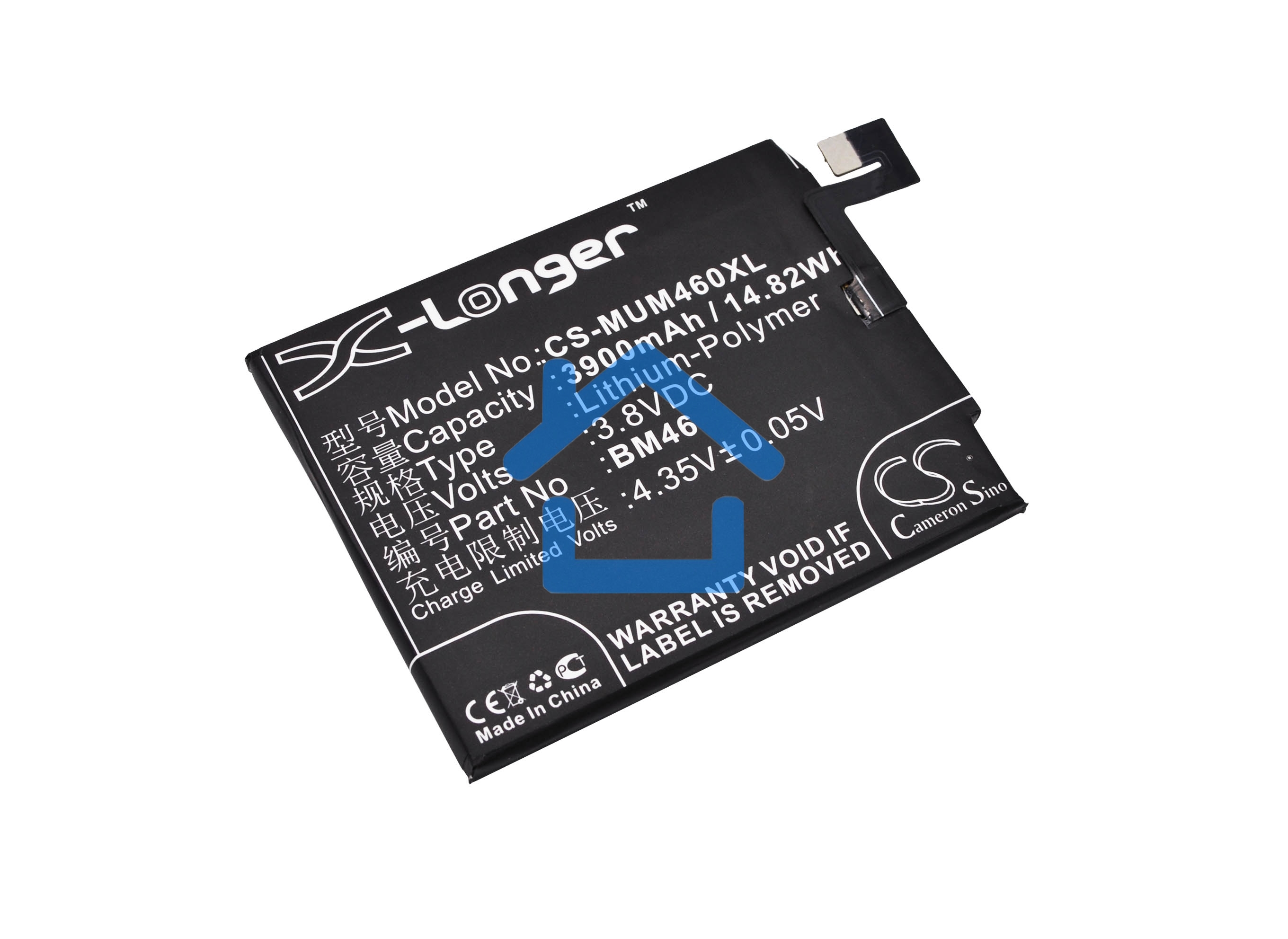 Аккумулятор CameronSinoCS-MUM460XL (BM46) для Xiaomi Redmi Note 3 3.8V / 3900mAh / 14.82Wh