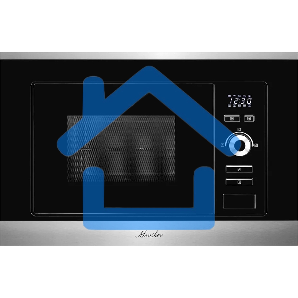 Встраиваемая микроволновая печь Monsher MMH 201 BX 60 см, 20 л, 8 автоматических кулинарных программ, 5 режимов мощности, функция размораживания по весу полуфабрикатов или по времени, черный и нерж.