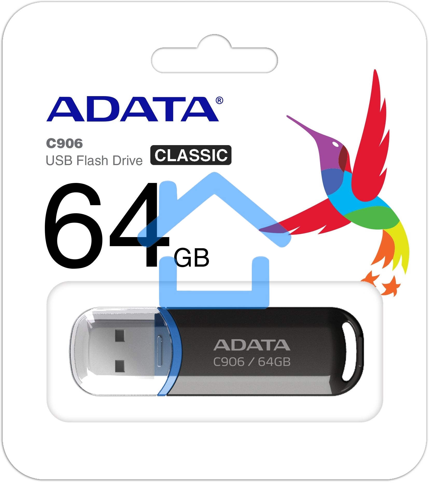 Флешка USB ADATA Classic C906 (AC906-64G-RBK), 64Gb, USB 2.0, R/W 15/5, черный / синий