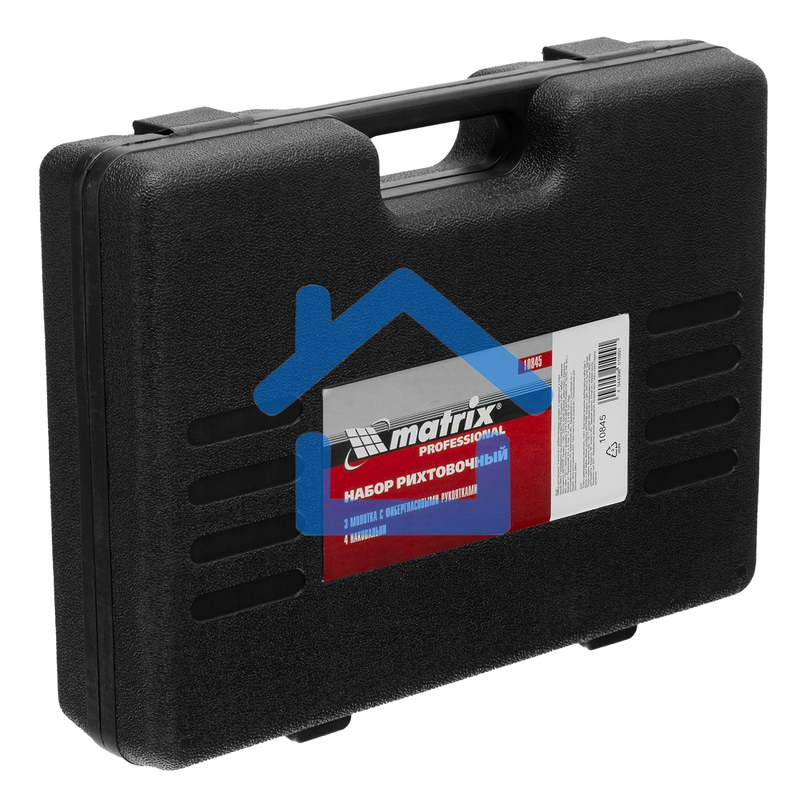 Набор рихтовочный Matrix, 3 молотка с фибергласовыми ручками, 4 наковальни, в пласт. боксе
