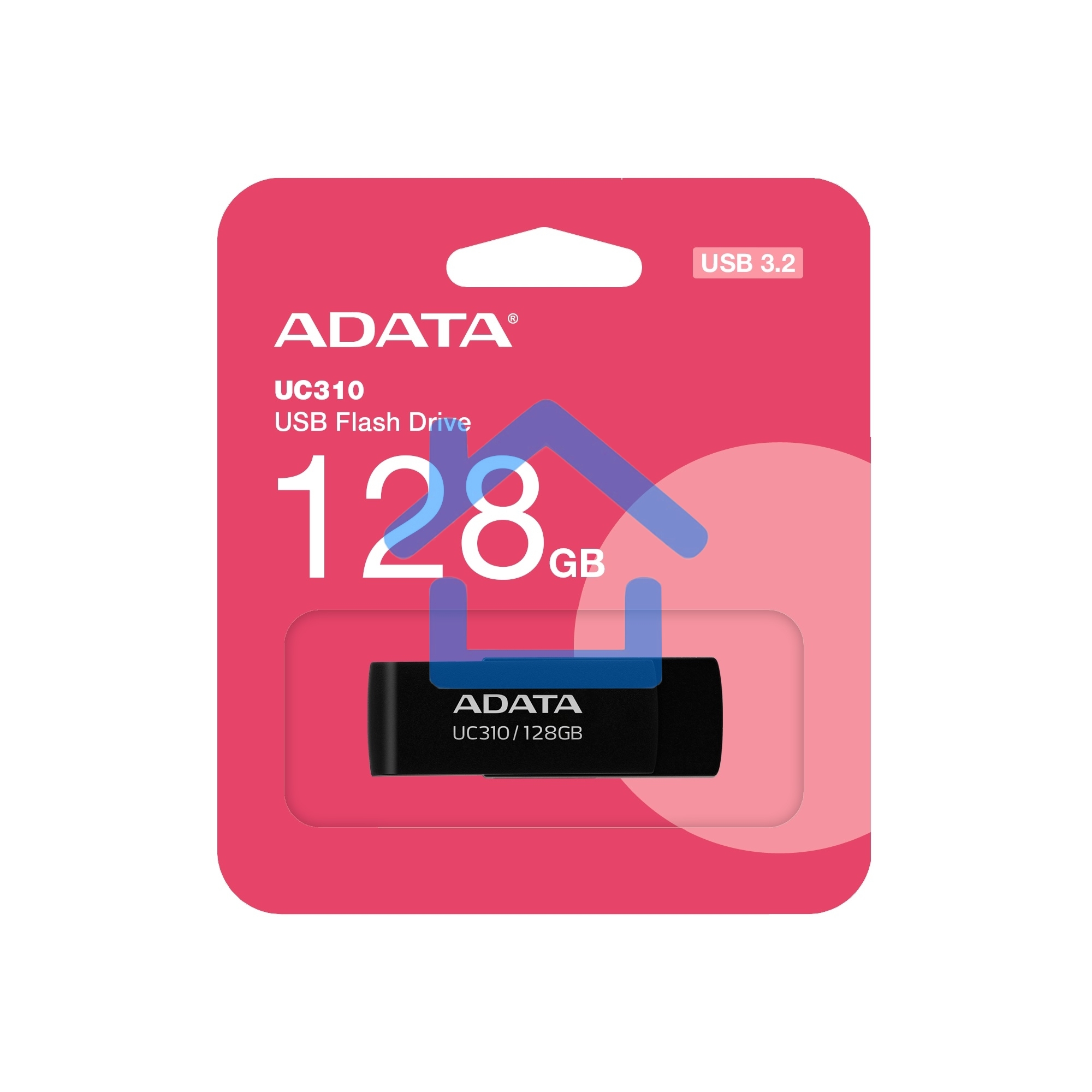 Флешка USB ADATA UC310 (UC310-128G-RBK), 128 Gb, USB 3.2 Gen 1, R/W 100/30, черный