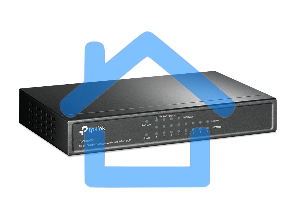 Коммутатор TP-Link SMB TL-SG1008P Коммутатор 8-port Gigabit Switch с 4 портами РоЕ