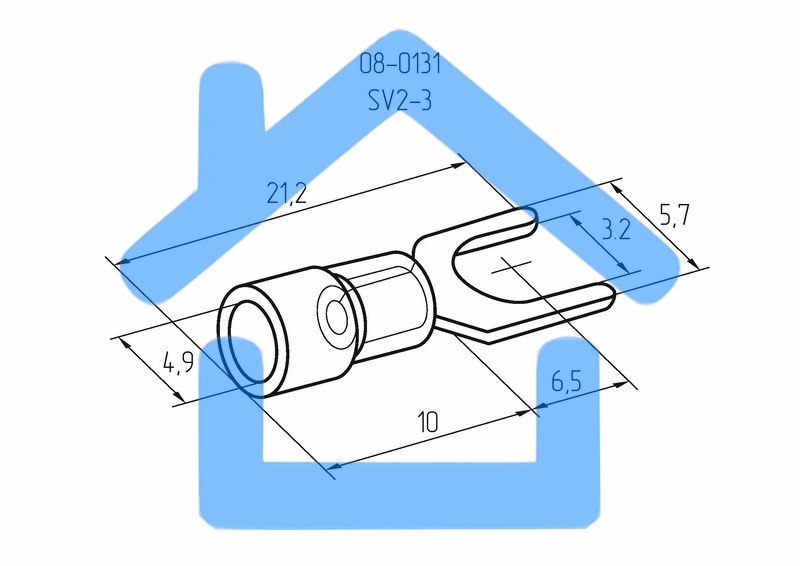 Наконечник вилочный изолированный 3.2 мм 1.5-2.5 мм² (НВи 2.5-3) синий Rexant