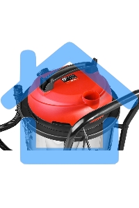 Строительный пылесос ЗУБР ПУ-60-1400 М4 серый/красный, 1400 Вт, уборка сухая/влажная/выдув, пылесборник мешок/контейнер, 60 л