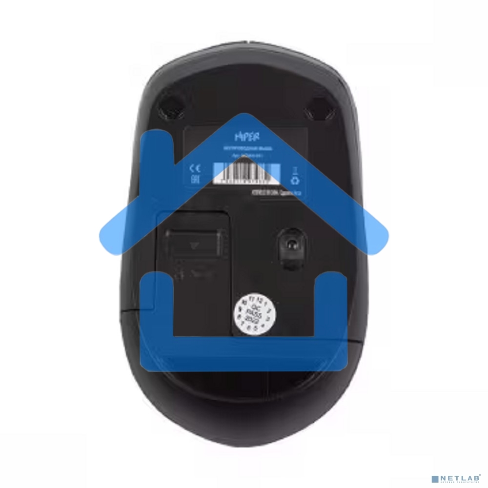 Мышь беспроводная HIPER HOMW-091 черный, 1600 dpi, радиоканал, USB, кнопки - 4