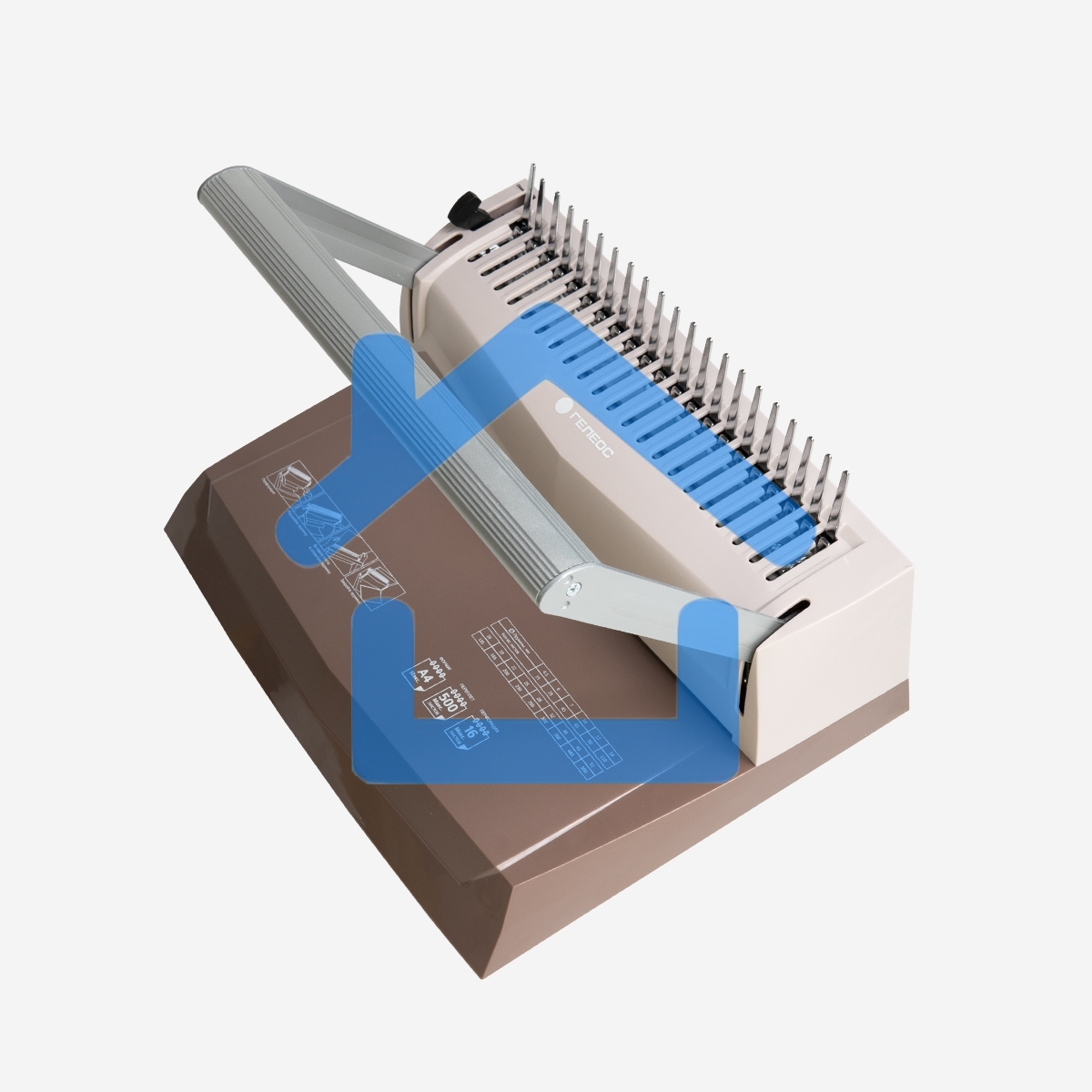 Переплетчик ГЕЛЕОС БП-16 коричневый на пластиковую пружину, А4, ручная перфорация 16 листов, переплет макс до 500 л., глубина перфорации 2-3-4-5 мм