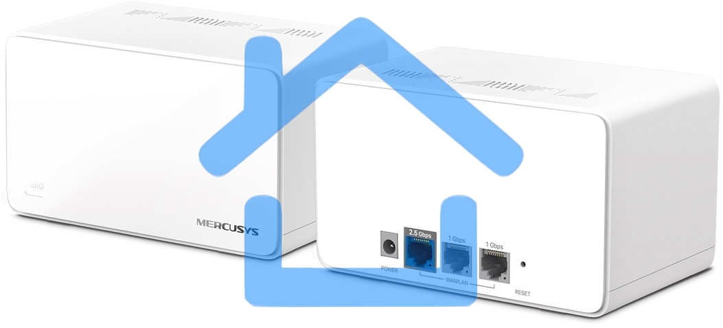 Домашняя Mesh Wi‑Fi система AX6000 Whole Home Mesh Wi-Fi 6 SystemSPEED: 1148 Mbps at 2.4 GHz + 4804 Mbps at 5 GHzSPEC: Internal Antennas, 1× 2.5 Gbps Port (WAN/LAN auto-sensing), 2× Gigabit Ports (WAN/LAN auto-sensing), 1024-QAM, OFDMA, HE160FEATURE: MERC
