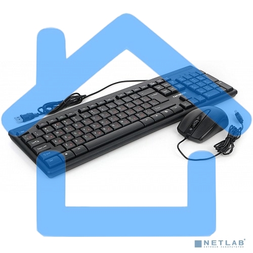 Комплект клавиатура + мышь пров. Гарнизон GKS-126, черный, 104 кл, 3кн, 1000 DPI, кабель 1.5м