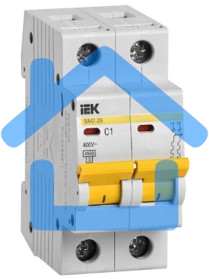 Выключатель автоматический модульный 2п C 1А 4.5кА ВА47-29 ИЭК MVA20-2-001-C